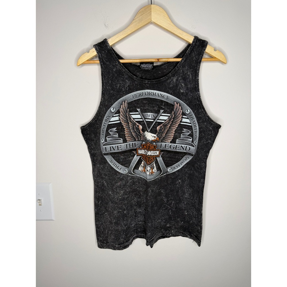 Vintage 90s Harley Davidson Tank Top Medium Biker Acid Wash Eagle Live Legend